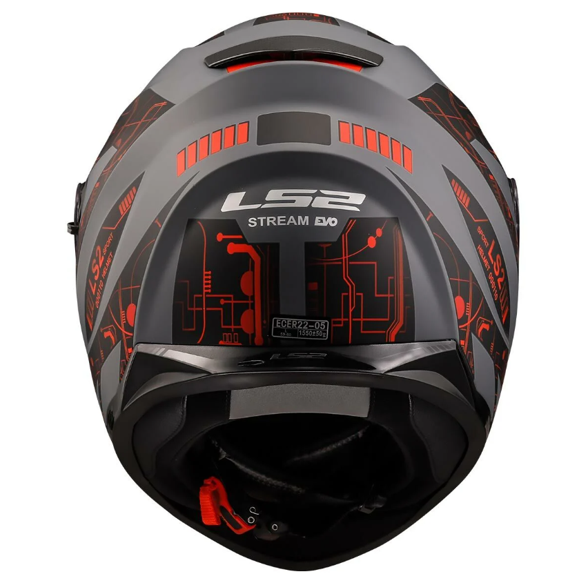 LS2 STREAM EVO TECT MAT GRİ SİYAH KIRMIZI KASK 