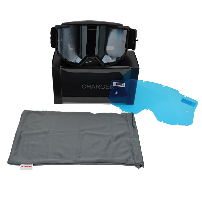 LS2 CHARGER GOGGLES MOTOKROS GÖZLÜK IRIDIUM CAMLI SİYAH 