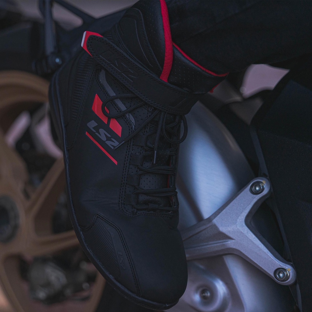 LS2 GARRA WATERPROOF BOT SİYAH-KIRMIZI 