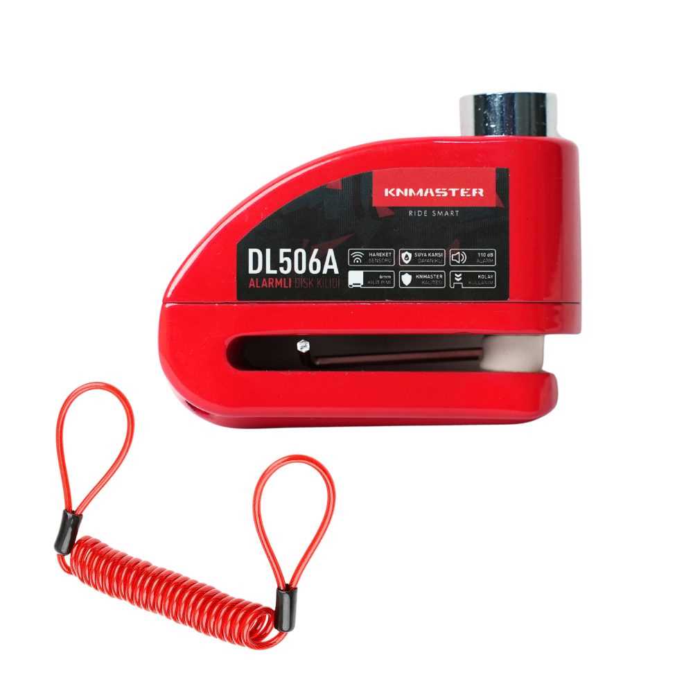 KNMASTER DL506A 6mm ALARMLI DİSK KİLİDİ | HATIRLATMA KABLOSU VE TAŞIMA ÇANTASI HEDİYE 