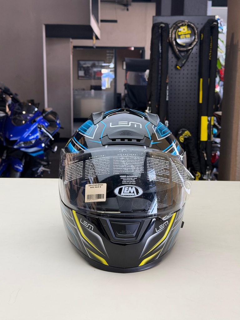 LEM STAR 140 SARI MAVİ GÜNEŞ VİZÖRLÜ FULL FACE KASK
