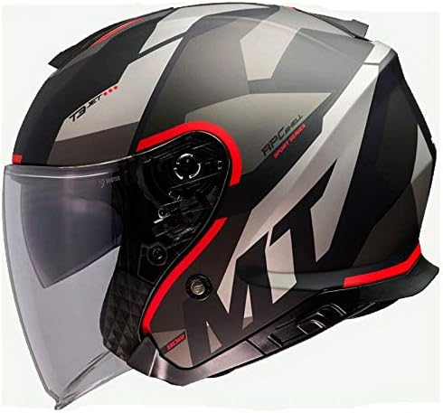 MT THUNDER 3 SİYAH KIRMIZI GÜNEŞ VİZÖRLÜ YARIM KASK 