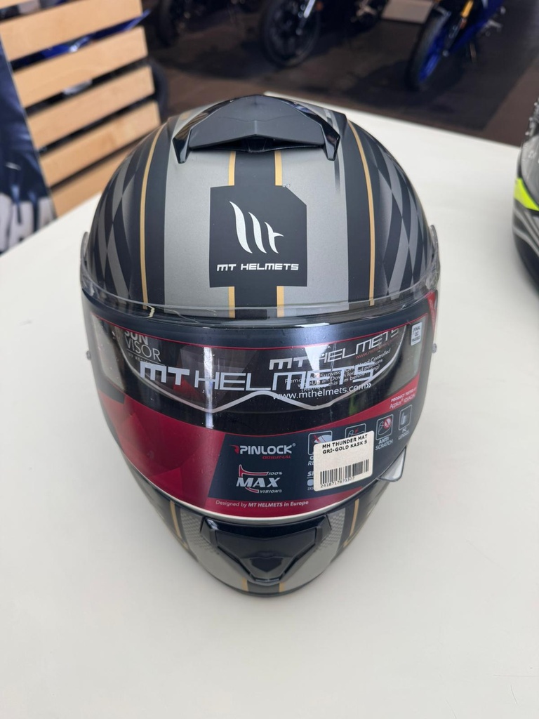 MT THUNDER MAT GRİ-GOLD KAPALI KASK