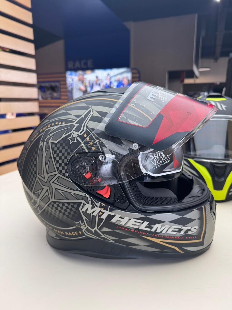 MT THUNDER MAT GRİ-GOLD KAPALI KASK