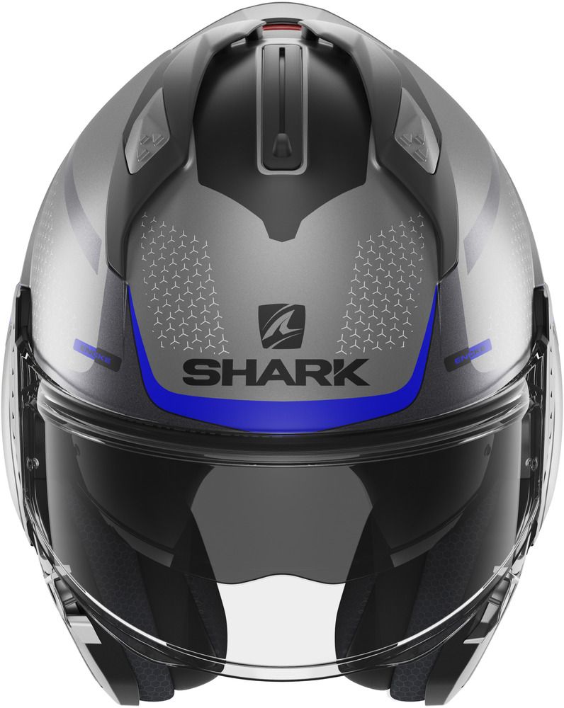 SHARK EVO GT ENCKE MAT GRİ MAVİ ÇENE AÇILIR KASK - Resim 3