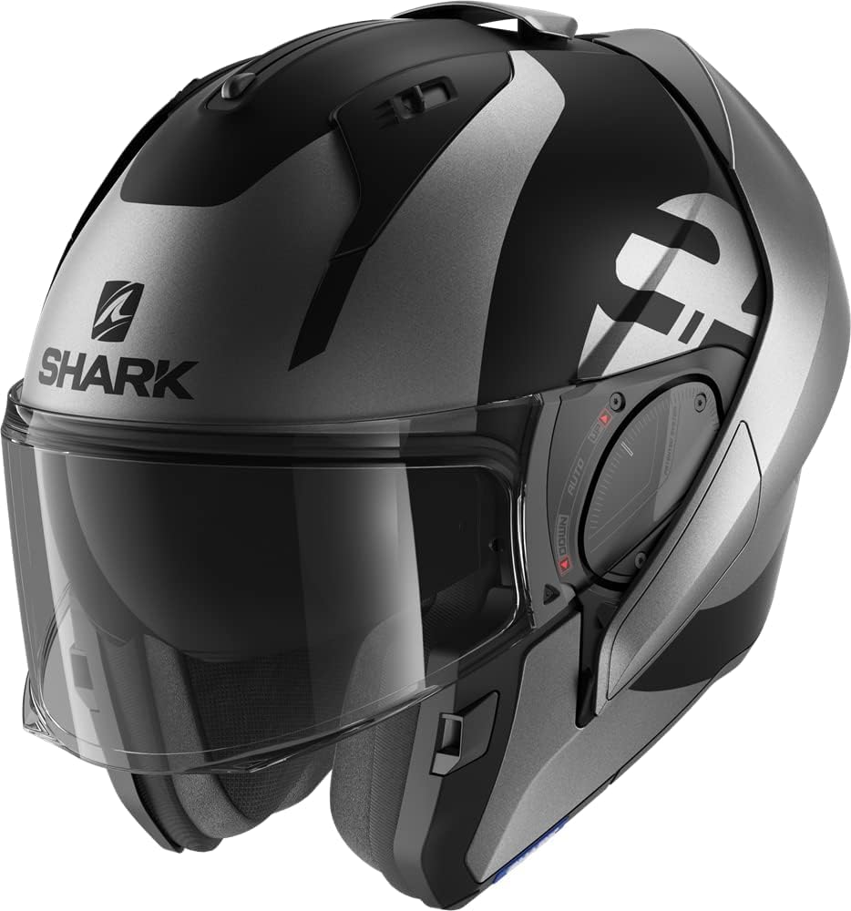 SHARK EVO-ES KEDJE MAT GRİ SİYAH ÇENE AÇILIR KASK - Resim 5