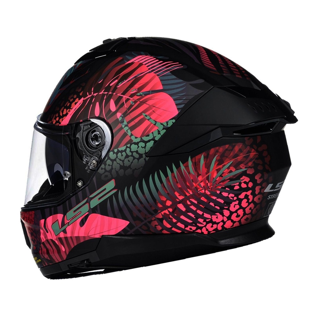 LS2 STREAM 2 JUNGLE MAT SİYAH-MAVİ-PEMBE KAPALI KASK - Resim 2