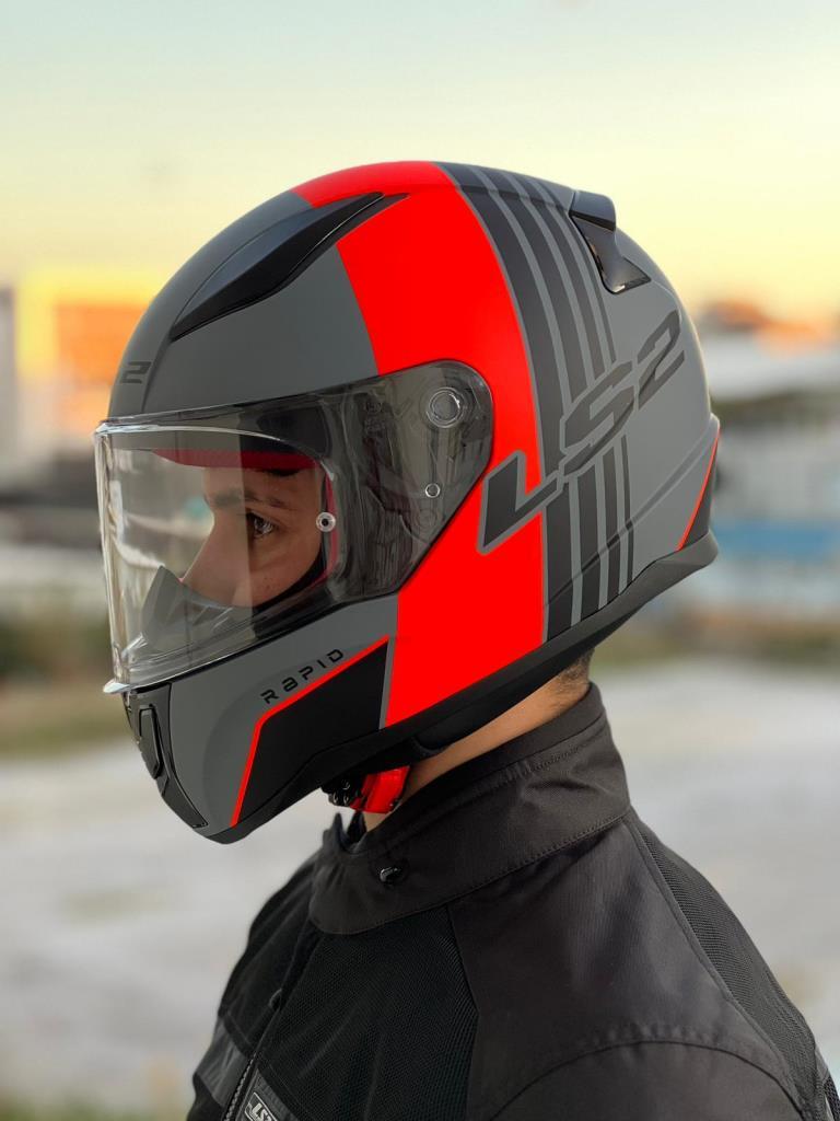 LS2 RAPID MULTIPLY MAT GRİ-TURUNCU KAPALI KASK - Resim 3