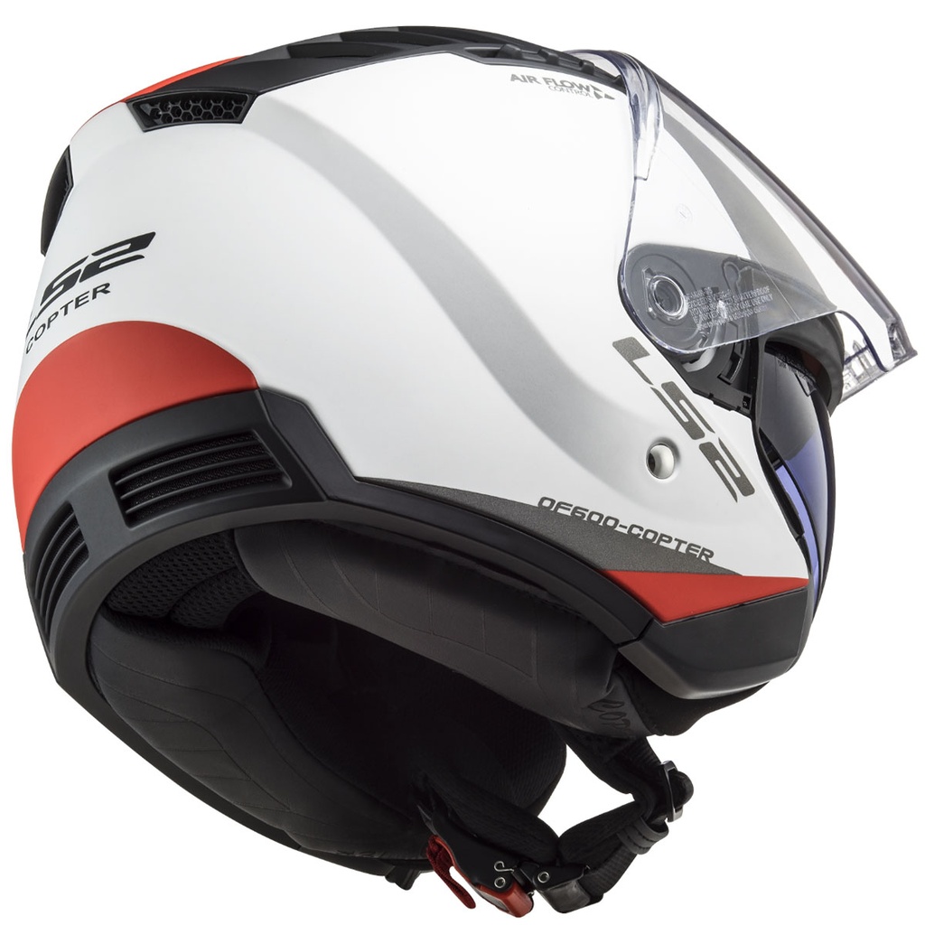 LS2 COPTER 2 URBANE MAT BEYAZ-KIRMIZI AÇIK KASK - Resim 3