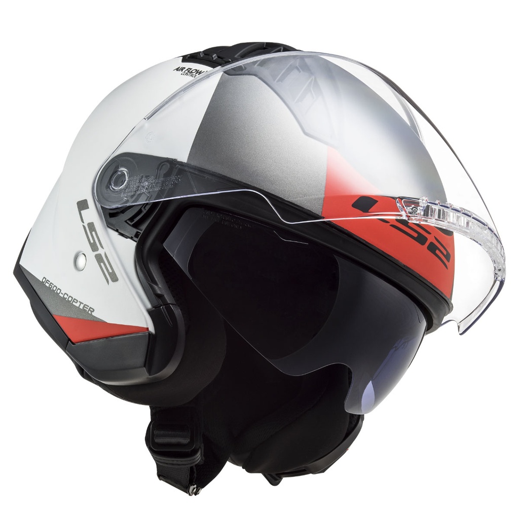 LS2 COPTER 2 URBANE MAT BEYAZ-KIRMIZI AÇIK KASK - Resim 4