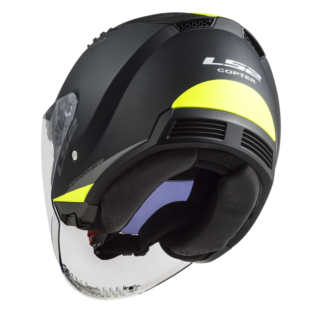 LS2 COPTER 2 URBANE MAT SİYAH-NEON SARI AÇIK KASK - Resim 5
