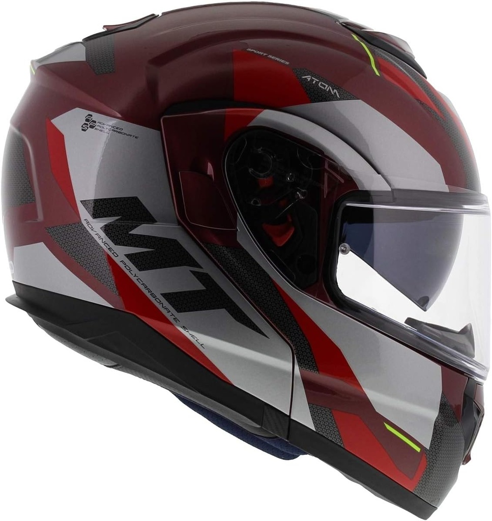 MT ATOM KIRMIZI GÜNEŞ VİZÖRLÜ ÇENE AÇILIR KASK - Resim 3