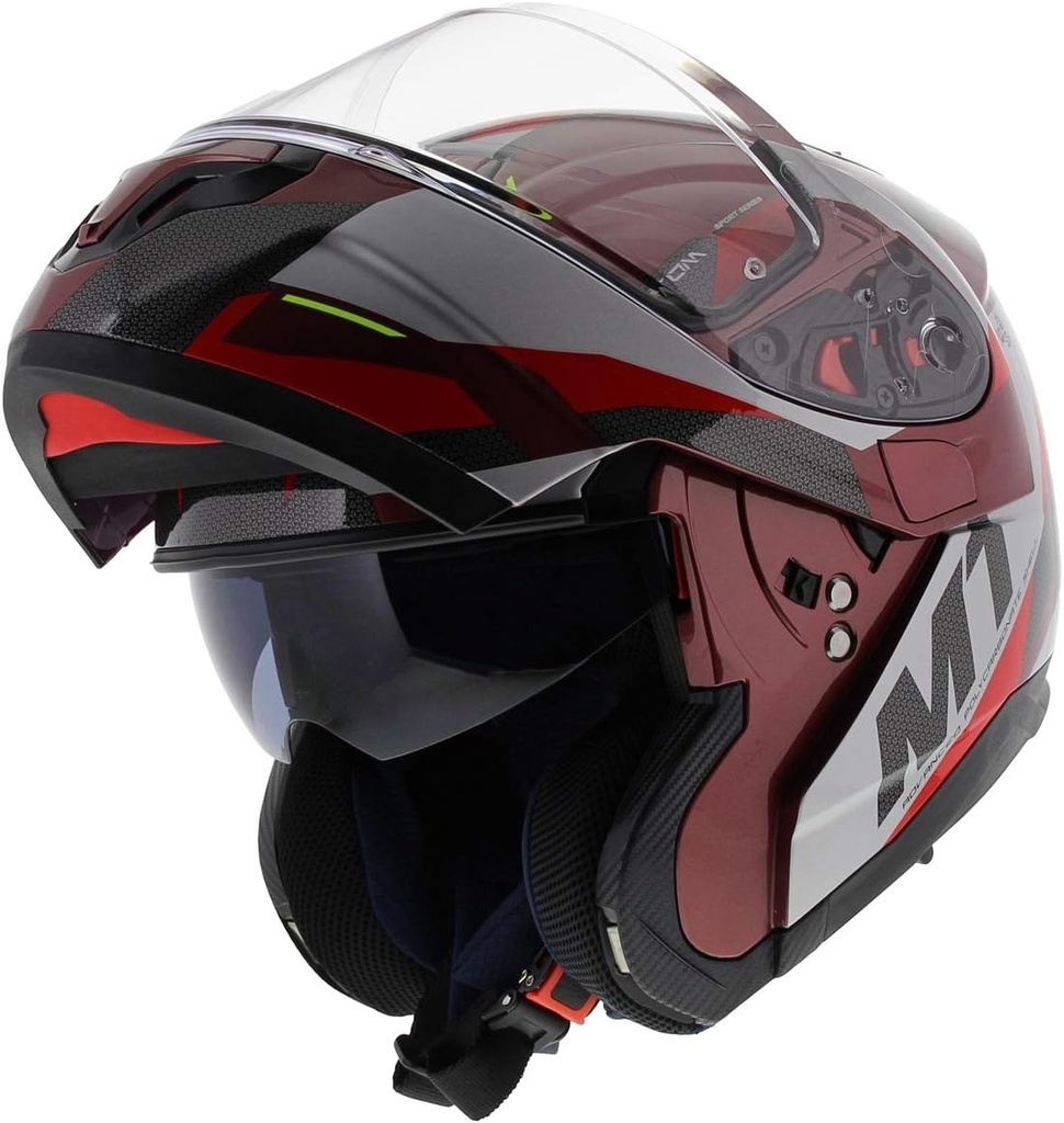 MT ATOM KIRMIZI GÜNEŞ VİZÖRLÜ ÇENE AÇILIR KASK - Resim 5