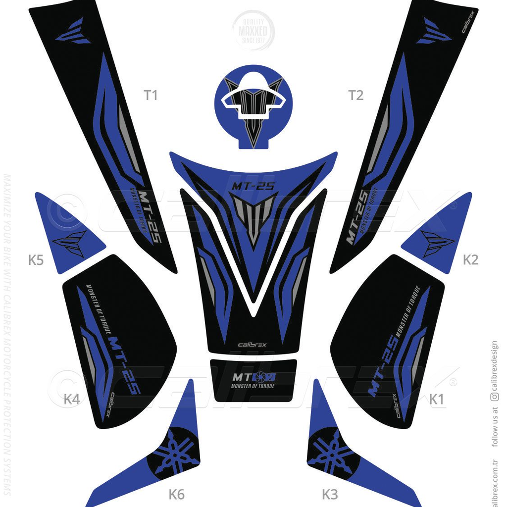 YAMAHA MT-25 DEPO DİZ KUYRUK KORUMA PAD FULL SET CALİBREX KIRMIZI XY520B