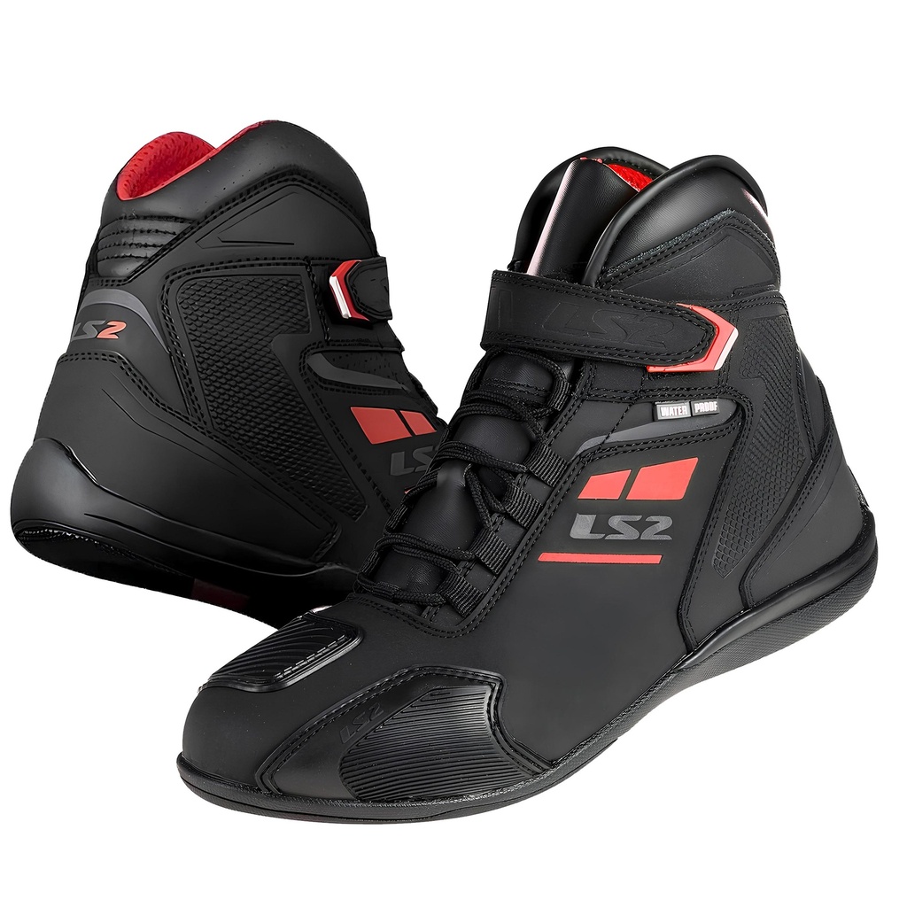 LS2 GARRA WATERPROOF BOT SİYAH-KIRMIZI 