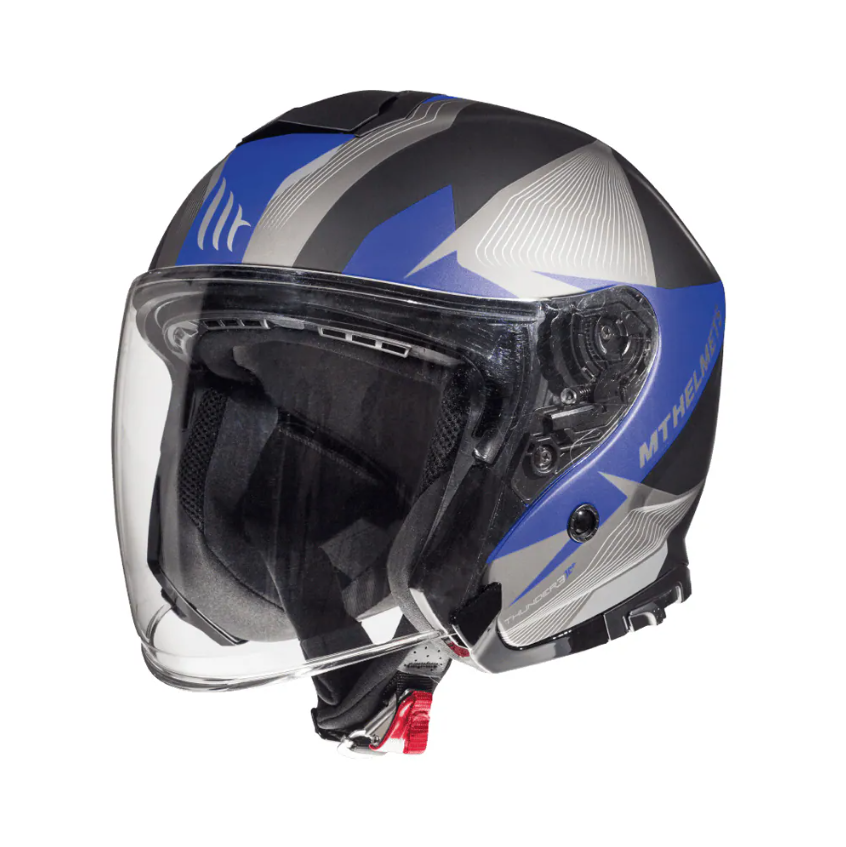 MT THUNDER 3 SİYAH MAVİ GÜNEŞ VİZÖRLÜ YARIM KASK