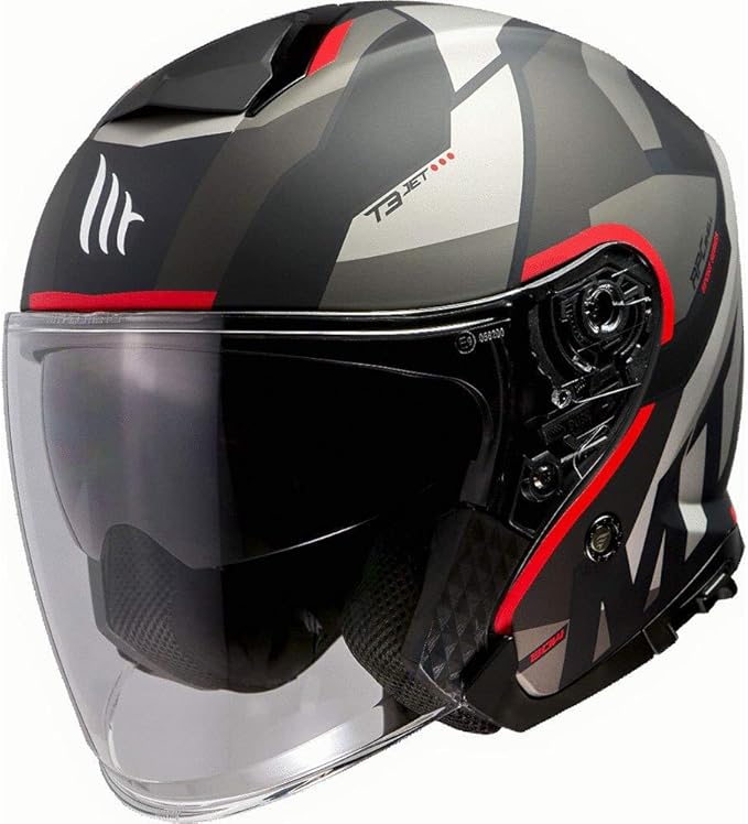 MT THUNDER 3 SİYAH KIRMIZI GÜNEŞ VİZÖRLÜ YARIM KASK 