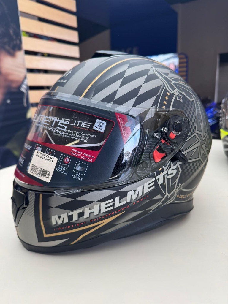 MT THUNDER MAT GRİ-GOLD KAPALI KASK