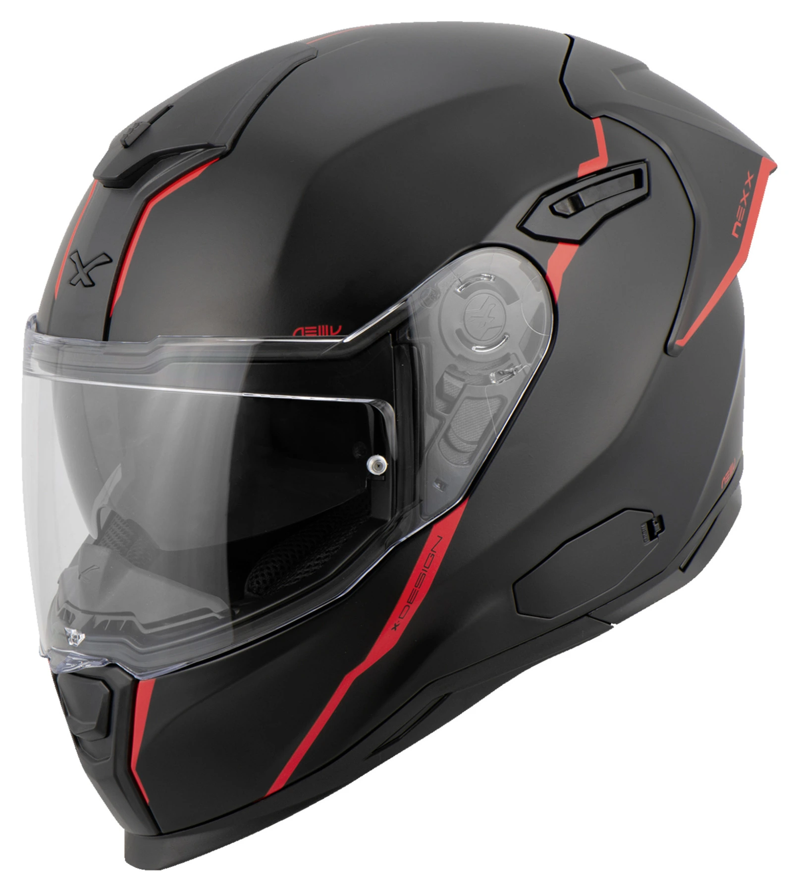 NEXX SX.100R SHORTCUT MAT SİYAH KIRMIZI KAPALI KASK